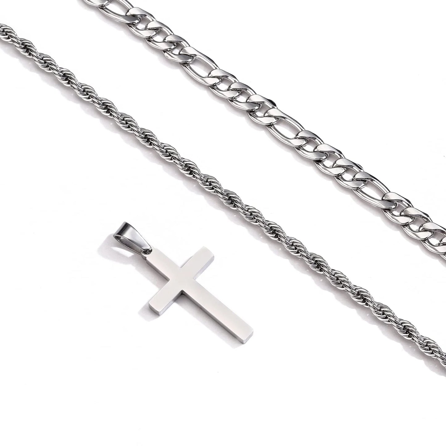 Layered Silver Cross Necklace